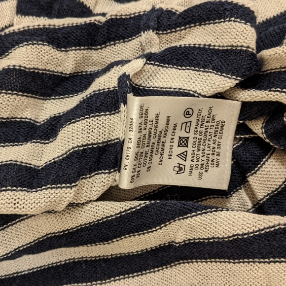Anthropologie Navy & White & Red Striped Knit Top - Picture 3 of 4